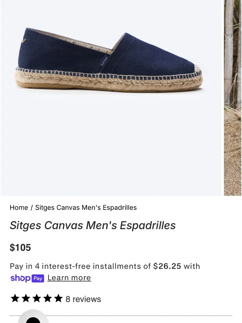 Viscata Men’s Navy Canvas Espadrilles Slip-On